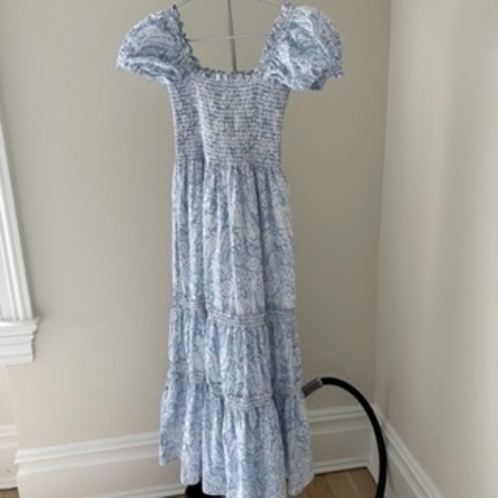 o.p.t Square Neck Smocked Short Sleeve Maxi Dress